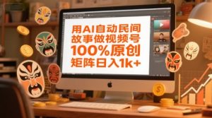 用AI自动民间故事做视频号,100%原创,矩阵日入1k+|淘骐网赚资源库