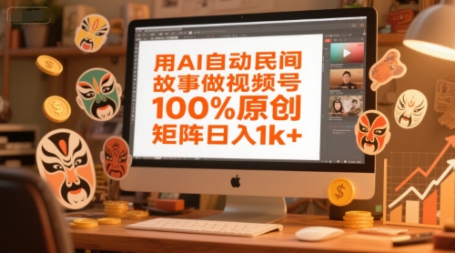 用AI自动民间故事做视频号,100%原创,矩阵日入1k+|淘骐网赚资源库