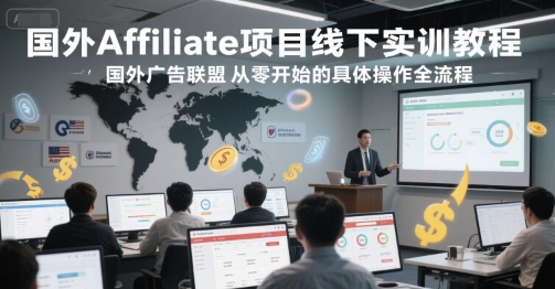 国外Affiliate项目线下实训教程,国外广告联盟从零开始的具体操作全流程|淘骐网赚资源库