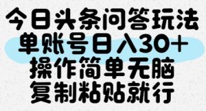 今日头条问答玩法,单账号日入30+,操作简单无脑复制粘贴就行|淘骐网赚资源库