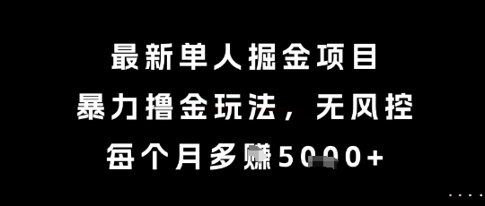 最新单人掘金项目，暴力撸金玩法，无风控，每个月多挣5k+【揭秘】|淘骐网赚资源库