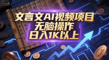 文言文AI视频项目,无脑操作,日入1K以上|淘骐网赚资源库