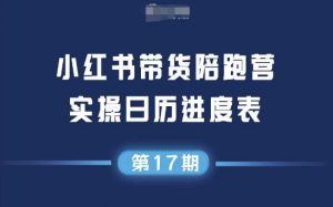 小红书第17期带货陪跑营,不囤货,无不直播,无不投流,通过选品+笔记内容+测品+笔记铺量+矩阵运营打爆款|淘骐网赚资源库