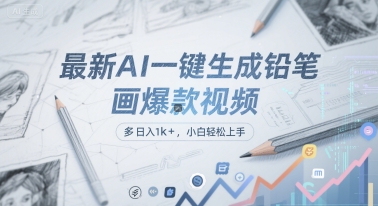 最新AI一键生成铅笔画爆款视频,多平台分发,日 入1k+,小白轻松上手【揭秘】|淘骐网赚资源库