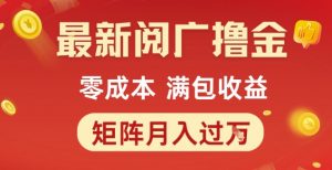 最新阅广撸金项目,零成本满包收益,可矩阵操作,月入过1W【揭秘】|淘骐网赚资源库