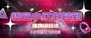 悟空小红书拉新，保姆级玩法，小白也能日入四位数|淘骐网赚资源库