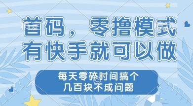 首码零撸项目，有快手就可以做，每天业务时间搞个几张不是问题【揭秘】|淘骐网赚资源库