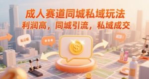 成人赛道同城私域玩法,利润高,同城引流,私域成交|淘骐网赚资源库
