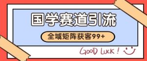 国学赛道精准拓客，自热矩阵日引99+ 获客SOP【揭秘】|淘骐网赚资源库