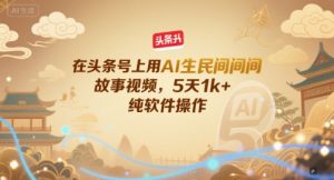 在头条号上用AI生民间故事视频，5天1k+，纯软件操作|淘骐网赚资源库