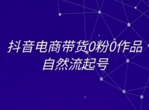 抖音电商带货0粉0作品自然流起号，抖音电商教程|淘骐网赚资源库