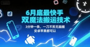 6月底最新快手双魔法搬运技术,3分钟一条,一刀不剪无脑搬,安卓苹果都可以|淘骐网赚资源库
