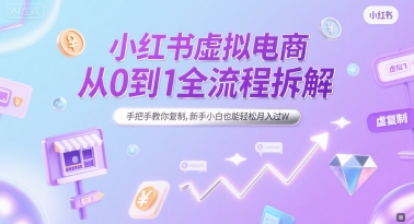 小红书虚拟电商从0到1全流程拆解,手把手教你复制,新手小白也能轻松月入过W|淘骐网赚资源库