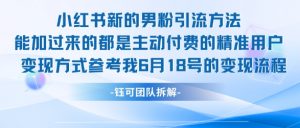 小红书全新男粉引流实操方法，日引流100多精准男粉|淘骐网赚资源库