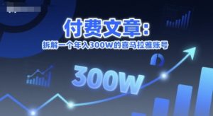 付费文章:拆解一个年入300W的喜马拉雅账号|淘骐网赚资源库
