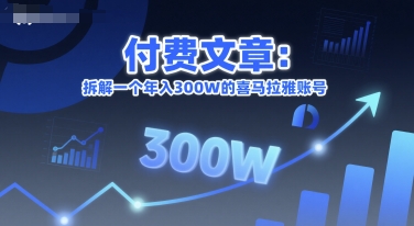 付费文章：拆解一个年入300W的喜马拉雅账号|淘骐网赚资源库