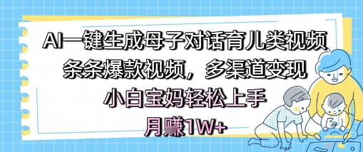 AI一键生成母子对话育儿类视频,条条爆款视频,多渠道变现,小白宝妈轻松上手,月入1W+|淘骐网赚资源库