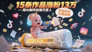 用AI制作幼崽代言人,宝宝的控诉火爆全网,15条作品涨粉13W,单号月入5位数实操教程|淘骐网赚资源库