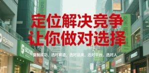 定位解决竞争，让你做对选择，复制成功，选对赛道，选对品类，选对平台，选对人|淘骐网赚资源库