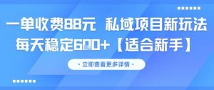 一单收费88元 私域项目新玩法 每天稳定6张+【适合新手】|淘骐网赚资源库