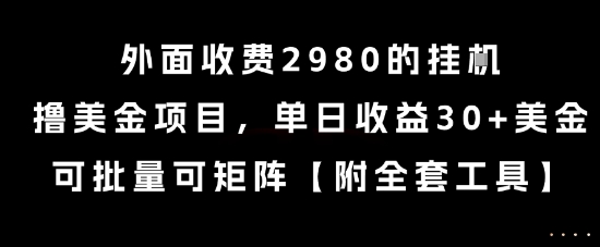 外面收费2980的挂G撸美金项目,单日收益30+美金,可批量可矩阵【揭秘】|淘骐网赚资源库