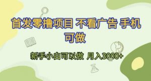 首发零撸项目 不看广告 手机可做 新手小白可以做 月入3k+【揭秘】|淘骐网赚资源库