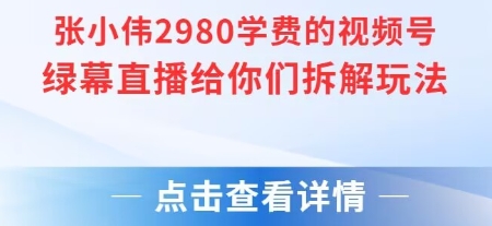 张小伟2980付费额视频号绿幕直播给你们拆解玩法|淘骐网赚资源库