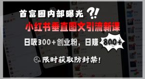 首富圈内部曝光小红书垂直图文引流新课,日吸300+创业粉,日入8张+,限时获取防封禁|淘骐网赚资源库
