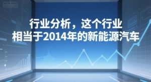 付费文章：行业分析，这个行业，相当于2014年的新能源汽车|淘骐网赚资源库