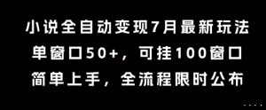 小说全自动变现7月玩法，单窗口50+，可挂100窗口，简单上手，全流程限时公布【揭秘】|淘骐网赚资源库