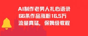 AI制作老男人扎心语录，66作品涨粉16.5w，流量真猛，保姆级教程|淘骐网赚资源库
