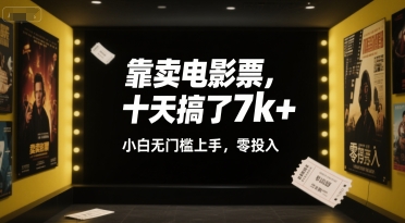 靠卖电影票,十天搞了7k+,小白无门槛上手,零投入【揭秘】|淘骐网赚资源库