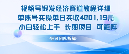 视频号银发经济赛道单账号实操单日实收1k+，小白轻松上手长期项目|淘骐网赚资源库