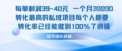 每单利润40一个月7k+转化最高的私域项目，每个人都要的产品转化率已经能做到100%|淘骐网赚资源库
