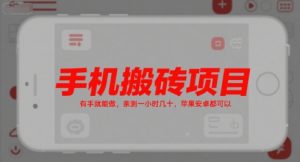 手机搬砖项目,有手就能做,亲测一小时几十,苹果安卓都可以|淘骐网赚资源库