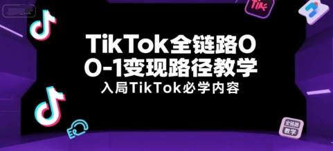 TikTok全链路0-1变现路径教学，入局TikTok必学内容|淘骐网赚资源库