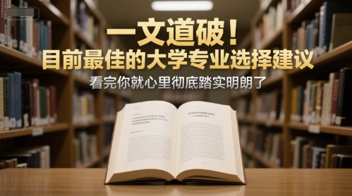付费文章:一文道破!目前最佳的大学专业选择建议,看完你就心里彻底踏实明朗了|淘骐网赚资源库