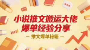 小说推文搬运大佬爆单经验分享，推文爆单秘籍|淘骐网赚资源库