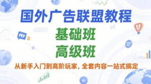 国外广告联盟教程,基础班和高级班,从新手入门到高阶玩家,全套内容一站式搞定|淘骐网赚资源库