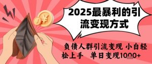 2025年最暴利的引流变现方式,负债人群引流变现,小白轻松上手,日入1k|淘骐网赚资源库