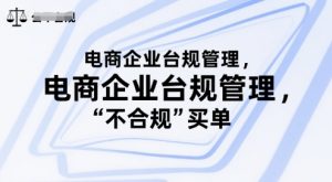 电商企业台规管理,别让你的公司为“不合规”买单|淘骐网赚资源库