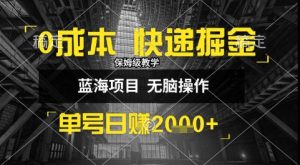 0成本快递掘金玩法，日入1k+，小白30分钟上手，收益嘎嘎猛【揭秘】|淘骐网赚资源库