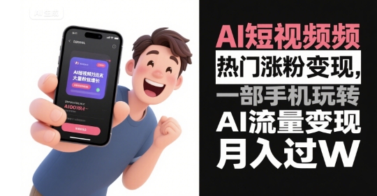 AI短视频热门涨粉变现,一部手机玩转AI流量变现,月入过W|淘骐网赚资源库