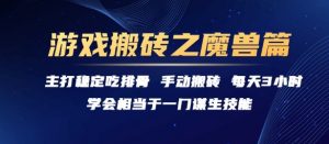 游戏搬砖之魔兽篇，稳定吃排骨每天3小时【揭秘】|淘骐网赚资源库