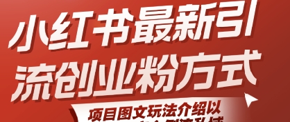 小红书最新引流创业粉方式，项目图文玩法介绍以及如何安全倒流私域|淘骐网赚资源库