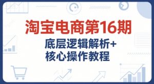 淘宝电商第16期,底层逻辑解析+核心操作教程,运营、推广提升能力的必学课程+配套资料|淘骐网赚资源库