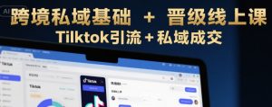 跨境私域基础+晋级线上课，Tilktok引流+私域成交|淘骐网赚资源库