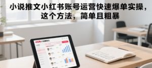 小说推文小红书账号运营快速爆单实操，这个方法，简单且粗暴|淘骐网赚资源库