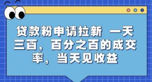 贷款粉申请拉新,一天三张,百分之百的成交率,当天见收益【揭秘】|淘骐网赚资源库