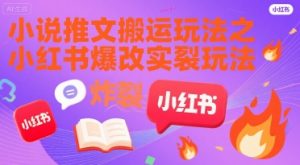 小说推文搬运玩法之小红书，小红书爆改实长炸裂玩法|淘骐网赚资源库